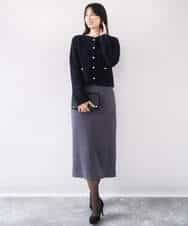 FISDD06090 OFUON le MK(オフオン　ル　エムケー) ラメ入りツイードニットジャケット/洗える/WEB限定サイズあり ホワイト