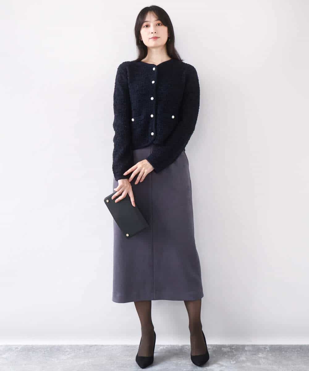 FISDD06090 OFUON le MK(オフオン　ル　エムケー) ラメ入りツイードニットジャケット/洗える/WEB限定サイズあり ホワイト