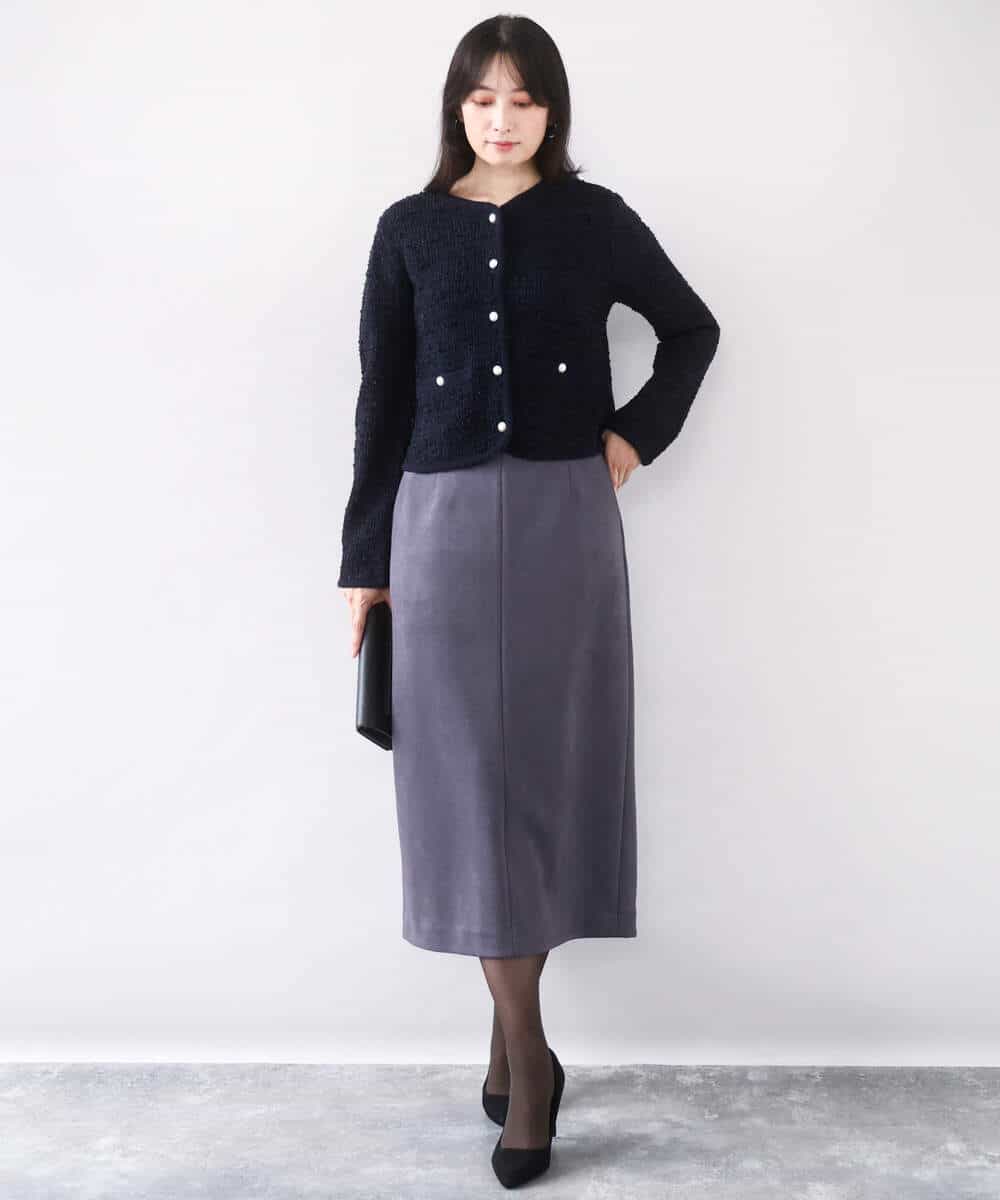 FISDD06090 OFUON le MK(オフオン　ル　エムケー) ラメ入りツイードニットジャケット/洗える/WEB限定サイズあり ホワイト