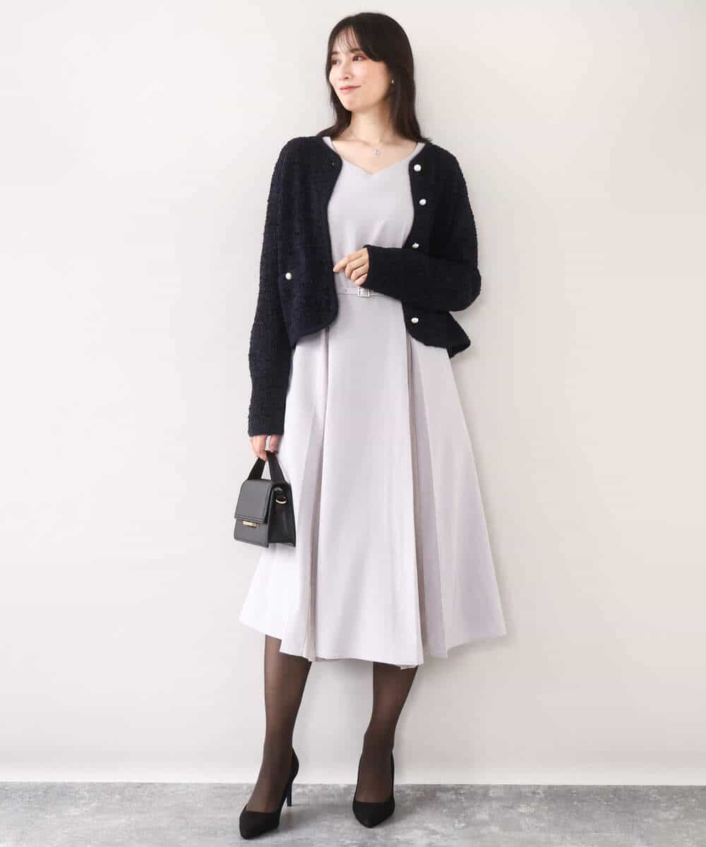 FISDD06090 OFUON le MK(オフオン　ル　エムケー) ラメ入りツイードニットジャケット/洗える/WEB限定サイズあり ホワイト