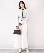 FISDD06090 OFUON le MK(オフオン　ル　エムケー) ラメ入りツイードニットジャケット/洗える/WEB限定サイズあり ホワイト