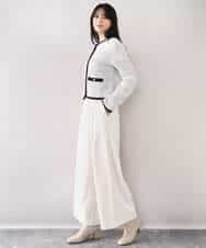 FISDD06090 OFUON le MK(オフオン　ル　エムケー) ラメ入りツイードニットジャケット/洗える/WEB限定サイズあり ホワイト