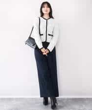 FISDD06090 OFUON le MK(オフオン　ル　エムケー) ラメ入りツイードニットジャケット/洗える/WEB限定サイズあり ホワイト