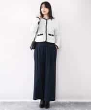 FISDD06090 OFUON le MK(オフオン　ル　エムケー) ラメ入りツイードニットジャケット/洗える/WEB限定サイズあり ホワイト