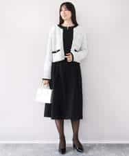 FISDD06090 OFUON le MK(オフオン　ル　エムケー) ラメ入りツイードニットジャケット/洗える/WEB限定サイズあり ホワイト