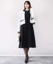 FISDD06090 OFUON le MK(オフオン　ル　エムケー) ラメ入りツイードニットジャケット/洗える/WEB限定サイズあり ホワイト