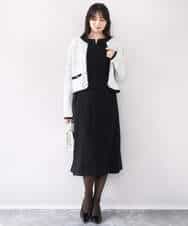 FISDD06090 OFUON le MK(オフオン　ル　エムケー) ラメ入りツイードニットジャケット/洗える/WEB限定サイズあり ホワイト