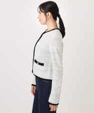 FISDD06090 OFUON le MK(オフオン　ル　エムケー) ラメ入りツイードニットジャケット/洗える/WEB限定サイズあり ホワイト