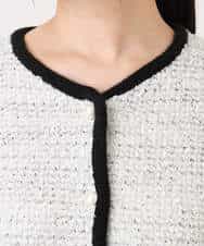 FISDD06090 OFUON le MK(オフオン　ル　エムケー) ラメ入りツイードニットジャケット/洗える/WEB限定サイズあり ホワイト