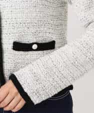 FISDD06090 OFUON le MK(オフオン　ル　エムケー) ラメ入りツイードニットジャケット/洗える/WEB限定サイズあり ホワイト