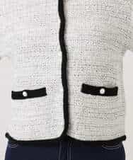 FISDD06090 OFUON le MK(オフオン　ル　エムケー) ラメ入りツイードニットジャケット/洗える/WEB限定サイズあり ホワイト