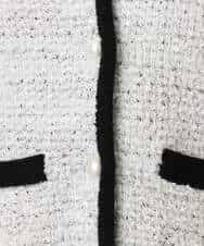 FISDD06090 OFUON le MK(オフオン　ル　エムケー) ラメ入りツイードニットジャケット/洗える/WEB限定サイズあり ホワイト