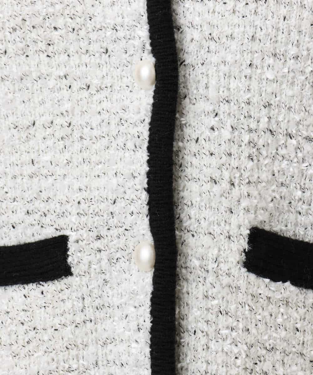 FISDD06090 OFUON le MK(オフオン　ル　エムケー) ラメ入りツイードニットジャケット/洗える/WEB限定サイズあり ホワイト