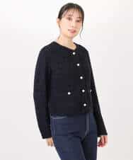 FISDD06090 OFUON le MK(オフオン　ル　エムケー) ラメ入りツイードニットジャケット/洗える/WEB限定サイズあり ホワイト