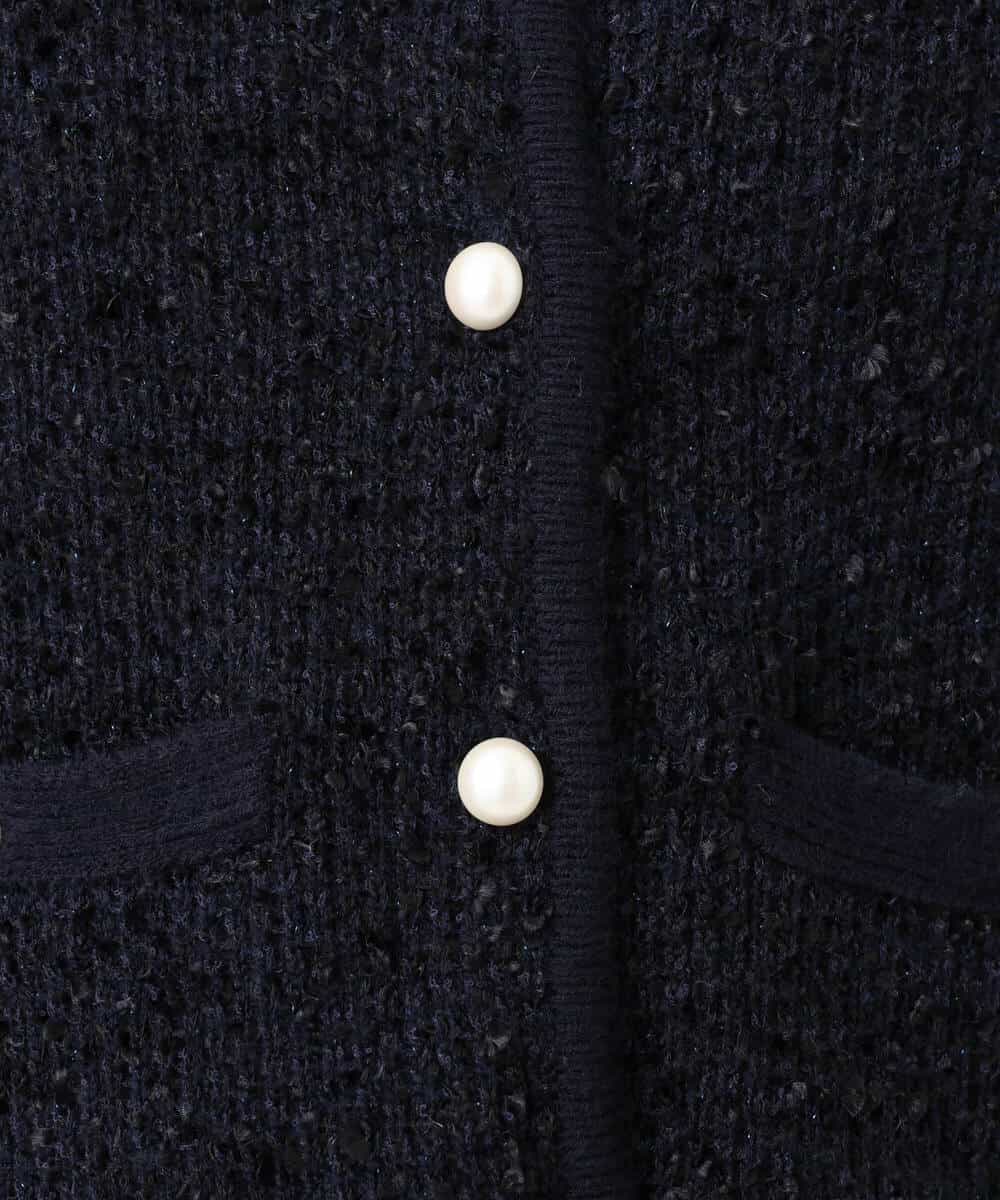 FISDD06090 OFUON le MK(オフオン　ル　エムケー) ラメ入りツイードニットジャケット/洗える/WEB限定サイズあり ホワイト