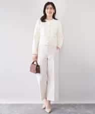 FISFD07090 OFUON le MK(オフオン　ル　エムケー) ジャケットライクニットカーディガン/洗える/WEB限定 アイボリー