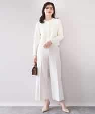 FISFD07090 OFUON le MK(オフオン　ル　エムケー) ジャケットライクニットカーディガン/洗える/WEB限定 アイボリー