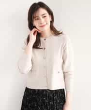 FISGD16070 OFUON le MK(オフオン　ル　エムケー) ハイゲージクロップド丈ニットカーディガン/接触冷感/UVカット/洗える/WEB限定サイズあり サーモンオレンジ