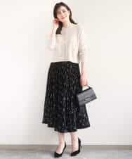 FISGD16070 OFUON le MK(オフオン　ル　エムケー) ハイゲージクロップド丈ニットカーディガン/接触冷感/UVカット/洗える/WEB限定サイズあり サーモンオレンジ