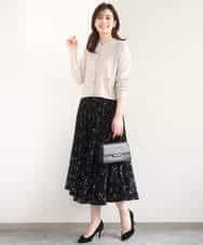 FISGD16070 OFUON le MK(オフオン　ル　エムケー) ハイゲージクロップド丈ニットカーディガン/接触冷感/UVカット/洗える/WEB限定サイズあり サーモンオレンジ