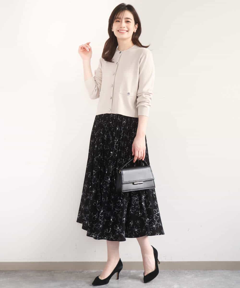 FISGD16070 OFUON le MK(オフオン　ル　エムケー) ハイゲージクロップド丈ニットカーディガン/接触冷感/UVカット/洗える/WEB限定サイズあり サーモンオレンジ