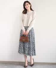 FISGD16070 OFUON le MK(オフオン　ル　エムケー) ハイゲージクロップド丈ニットカーディガン/接触冷感/UVカット/洗える/WEB限定サイズあり サーモンオレンジ