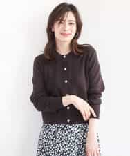 FISGD16070 OFUON le MK(オフオン　ル　エムケー) ハイゲージクロップド丈ニットカーディガン/接触冷感/UVカット/洗える/WEB限定サイズあり サーモンオレンジ