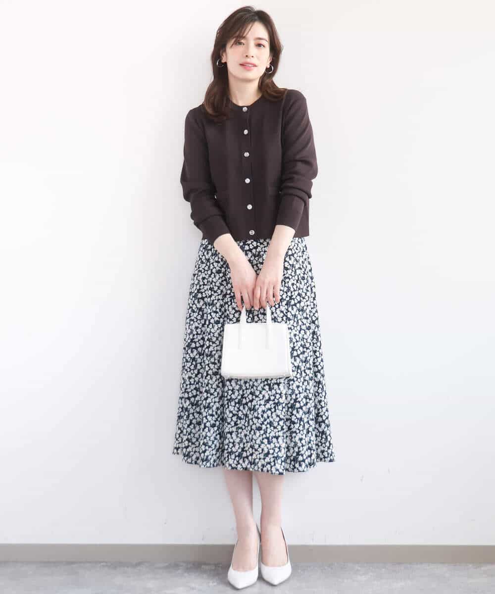 FISGD16070 OFUON le MK(オフオン　ル　エムケー) ハイゲージクロップド丈ニットカーディガン/接触冷感/UVカット/洗える/WEB限定サイズあり サーモンオレンジ