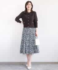 FISGD16070 OFUON le MK(オフオン　ル　エムケー) ハイゲージクロップド丈ニットカーディガン/接触冷感/UVカット/洗える/WEB限定サイズあり サーモンオレンジ