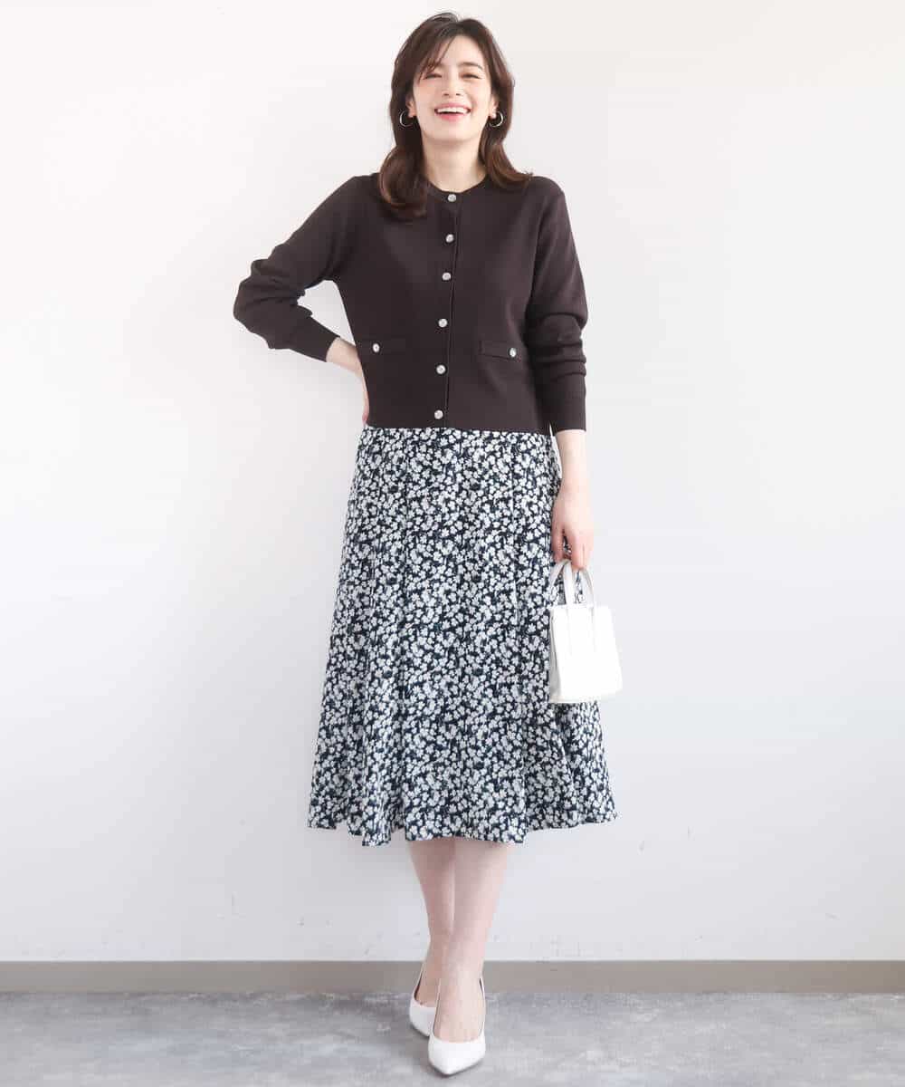 FISGD16070 OFUON le MK(オフオン　ル　エムケー) ハイゲージクロップド丈ニットカーディガン/接触冷感/UVカット/洗える/WEB限定サイズあり サーモンオレンジ