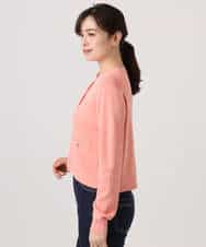 FISGD16070 OFUON le MK(オフオン　ル　エムケー) ハイゲージクロップド丈ニットカーディガン/接触冷感/UVカット/洗える/WEB限定サイズあり サーモンオレンジ