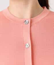 FISGD16070 OFUON le MK(オフオン　ル　エムケー) ハイゲージクロップド丈ニットカーディガン/接触冷感/UVカット/洗える/WEB限定サイズあり サーモンオレンジ