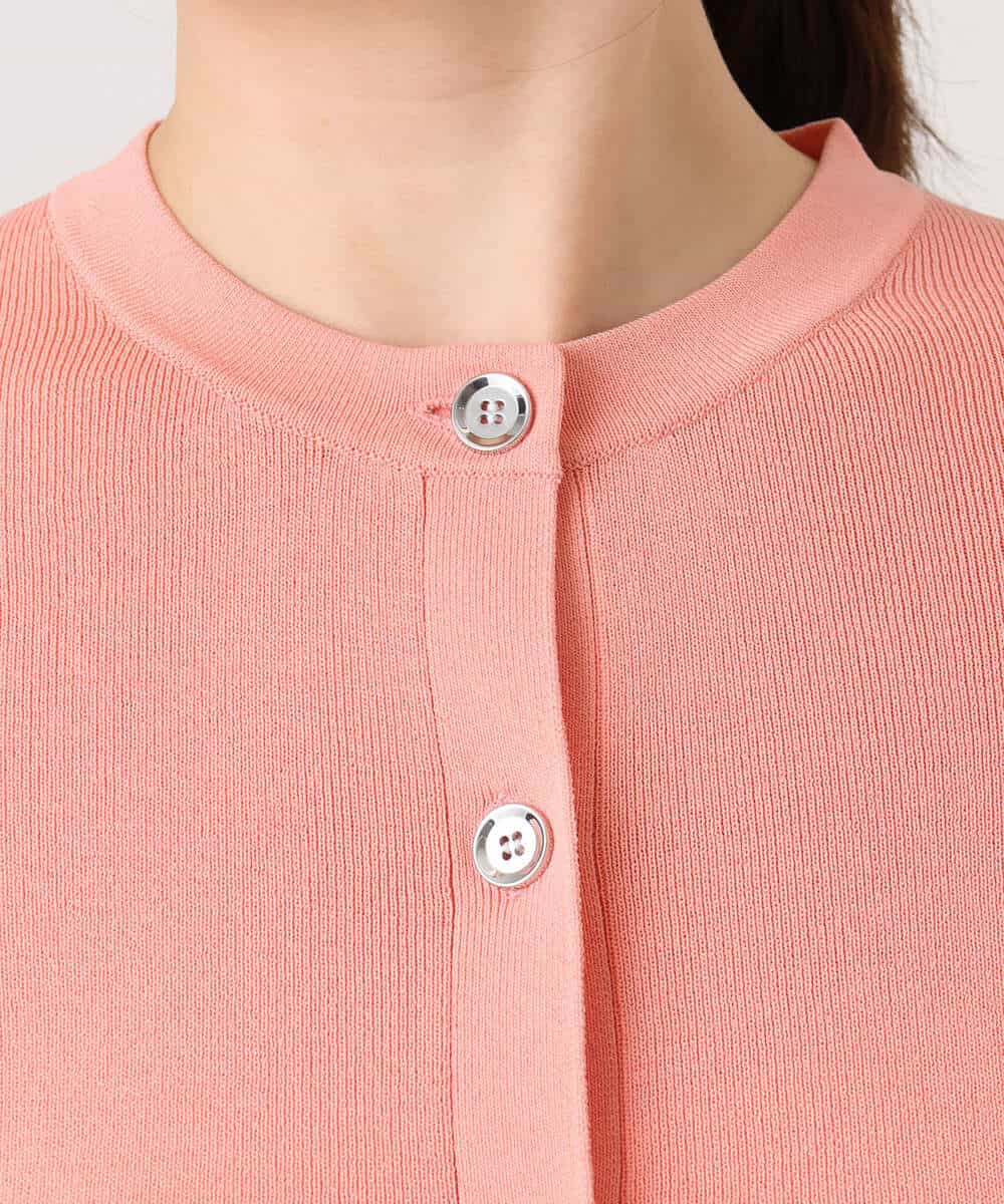 FISGD16070 OFUON le MK(オフオン　ル　エムケー) ハイゲージクロップド丈ニットカーディガン/接触冷感/UVカット/洗える/WEB限定サイズあり サーモンオレンジ