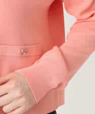 FISGD16070 OFUON le MK(オフオン　ル　エムケー) ハイゲージクロップド丈ニットカーディガン/接触冷感/UVカット/洗える/WEB限定サイズあり サーモンオレンジ