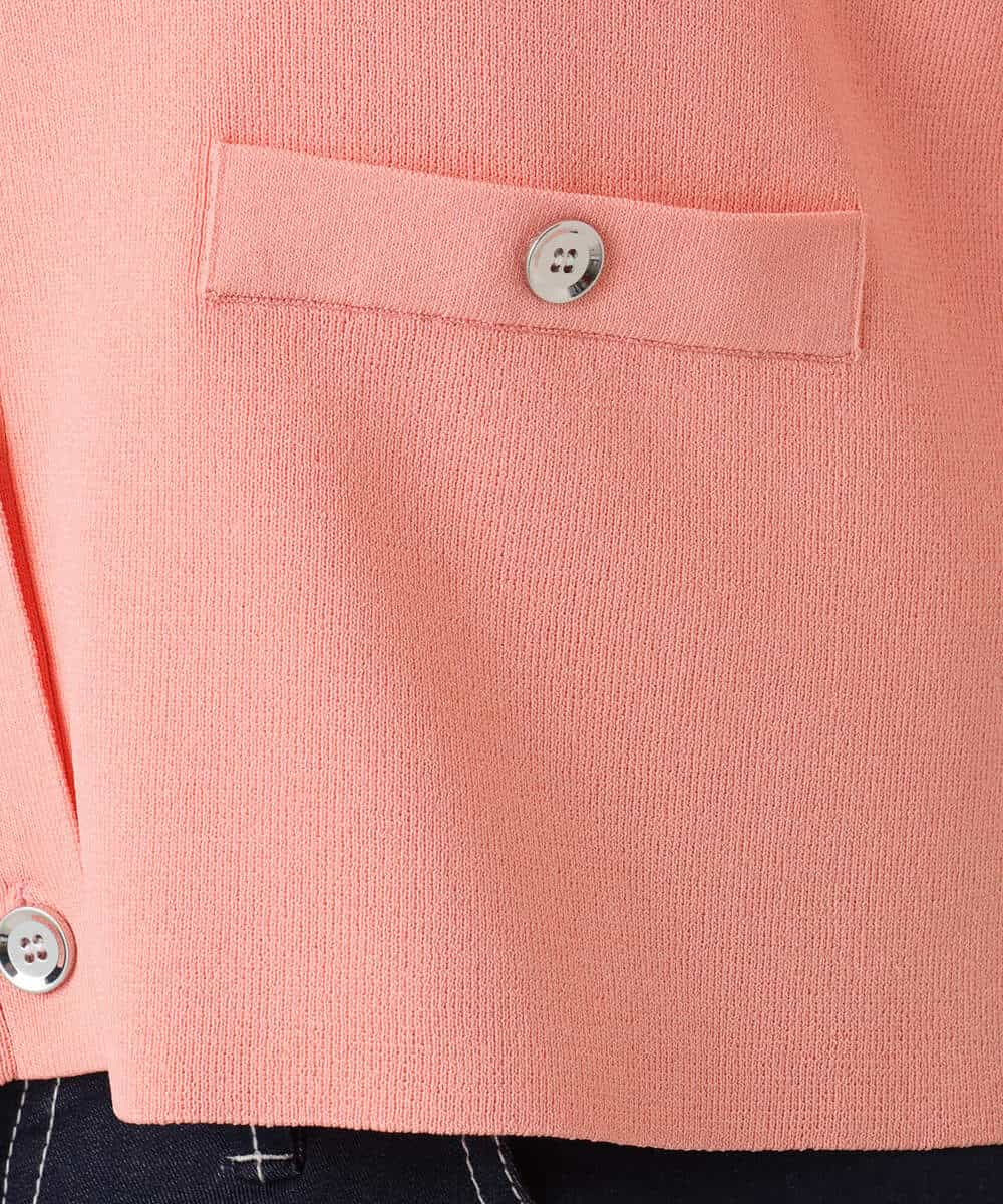 FISGD16070 OFUON le MK(オフオン　ル　エムケー) ハイゲージクロップド丈ニットカーディガン/接触冷感/UVカット/洗える/WEB限定サイズあり サーモンオレンジ