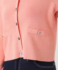 FISGD16070 OFUON le MK(オフオン　ル　エムケー) ハイゲージクロップド丈ニットカーディガン/接触冷感/UVカット/洗える/WEB限定サイズあり サーモンオレンジ