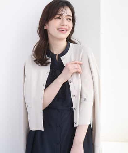 FISGD16070 OFUON le MK ハイゲージクロップド丈ニットカーディガン/接触冷感/UVカット/洗える/WEB限定サイズあり