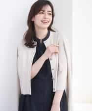 FISGD16070 OFUON le MK(オフオン　ル　エムケー) ハイゲージクロップド丈ニットカーディガン/接触冷感/UVカット/洗える/WEB限定サイズあり ベージュ