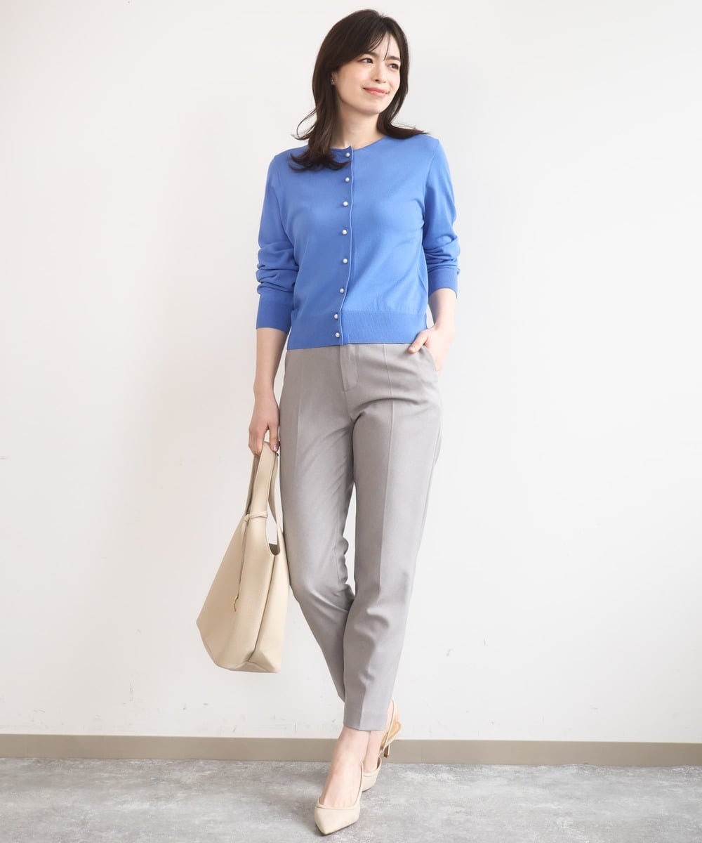 FISGD21060 OFUON le MK(オフオン　ル　エムケー) ハイゲージニットコンパクトカーディガン/UVカット/接触冷感/洗える/WEB限定サイズあり ブルー