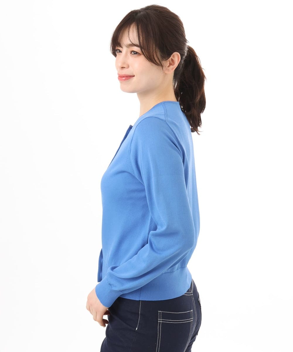 FISGD21060 OFUON le MK(オフオン　ル　エムケー) ハイゲージニットコンパクトカーディガン/UVカット/接触冷感/洗える/WEB限定サイズあり ブルー