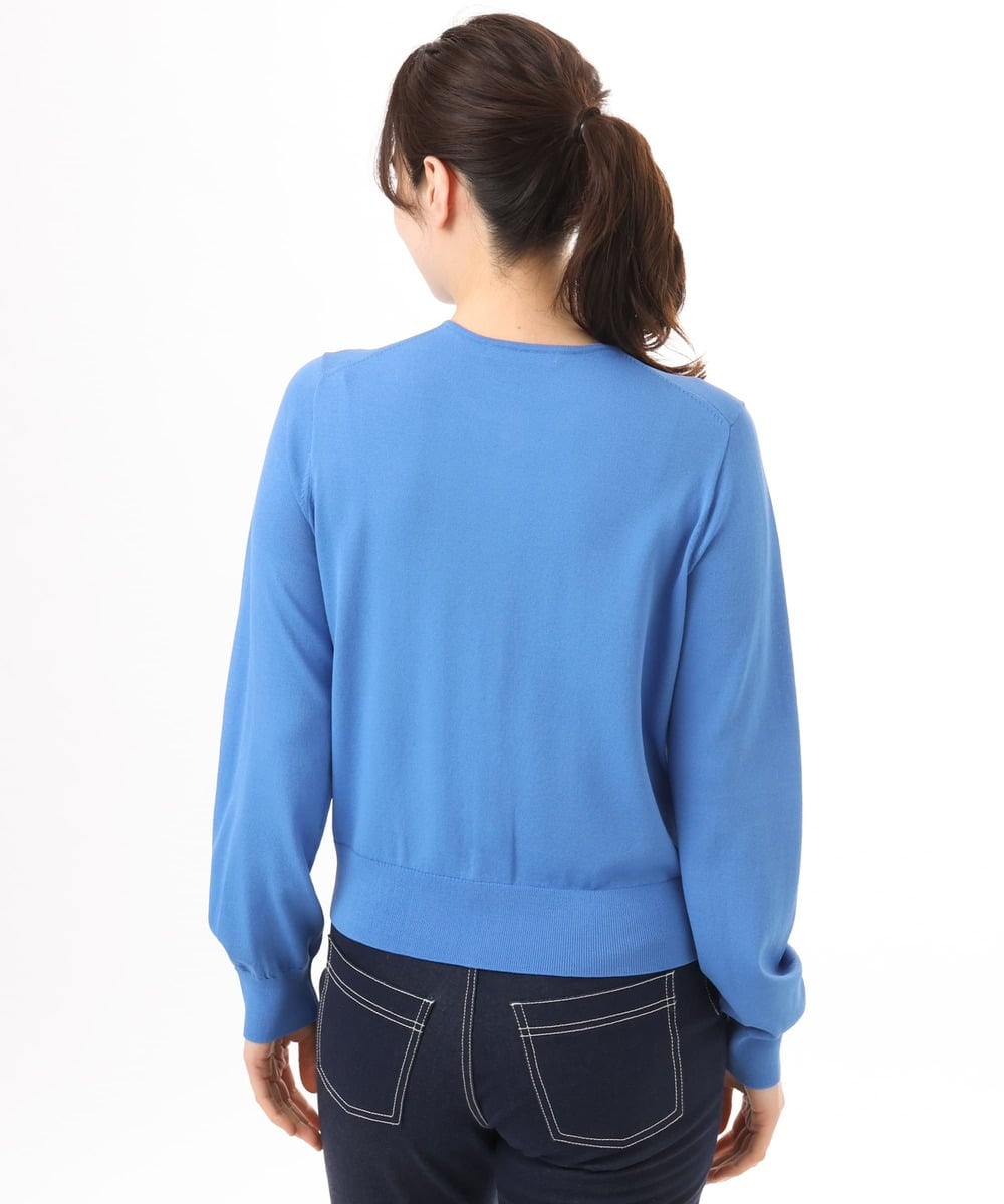 FISGD21060 OFUON le MK(オフオン　ル　エムケー) ハイゲージニットコンパクトカーディガン/UVカット/接触冷感/洗える/WEB限定サイズあり ブルー