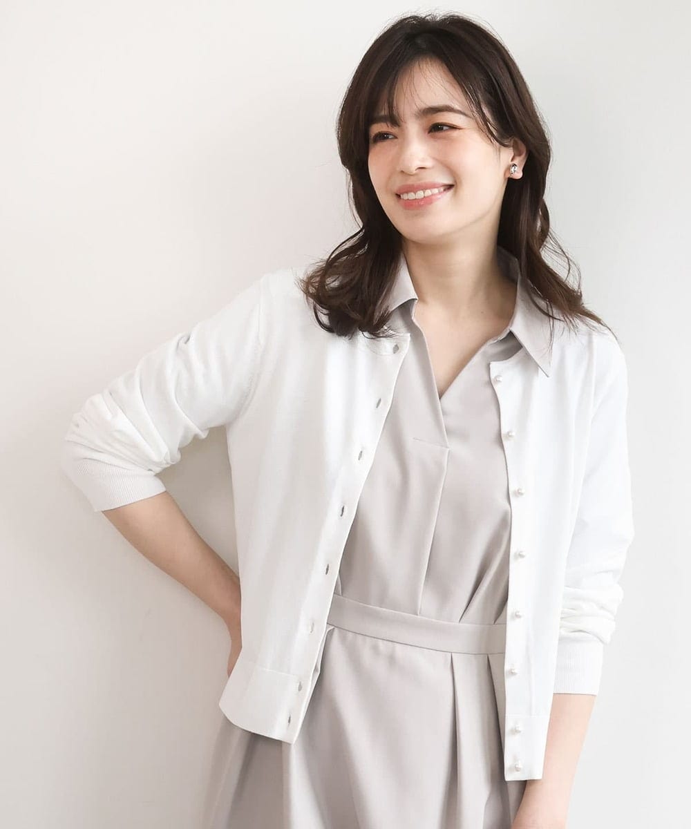 FISGD21060 OFUON le MK(オフオン　ル　エムケー) ハイゲージニットコンパクトカーディガン/UVカット/接触冷感/洗える/WEB限定サイズあり ブルー