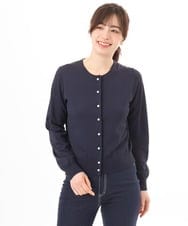 FISGD21060 OFUON le MK(オフオン　ル　エムケー) ハイゲージニットコンパクトカーディガン/UVカット/接触冷感/洗える/WEB限定サイズあり ブルー