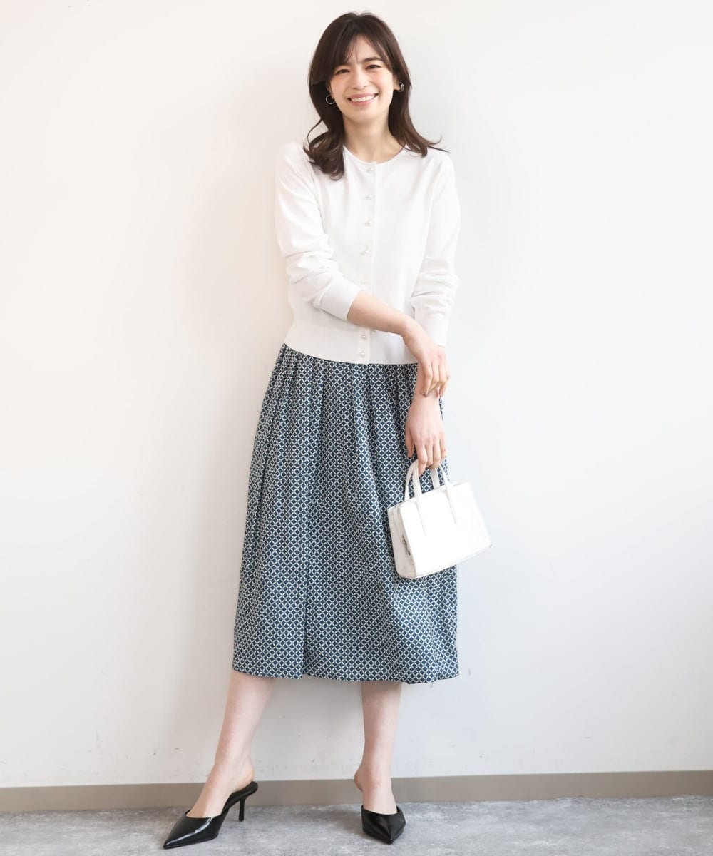 FISGD21060 OFUON le MK(オフオン　ル　エムケー) ハイゲージニットコンパクトカーディガン/UVカット/接触冷感/洗える/WEB限定サイズあり ブルー