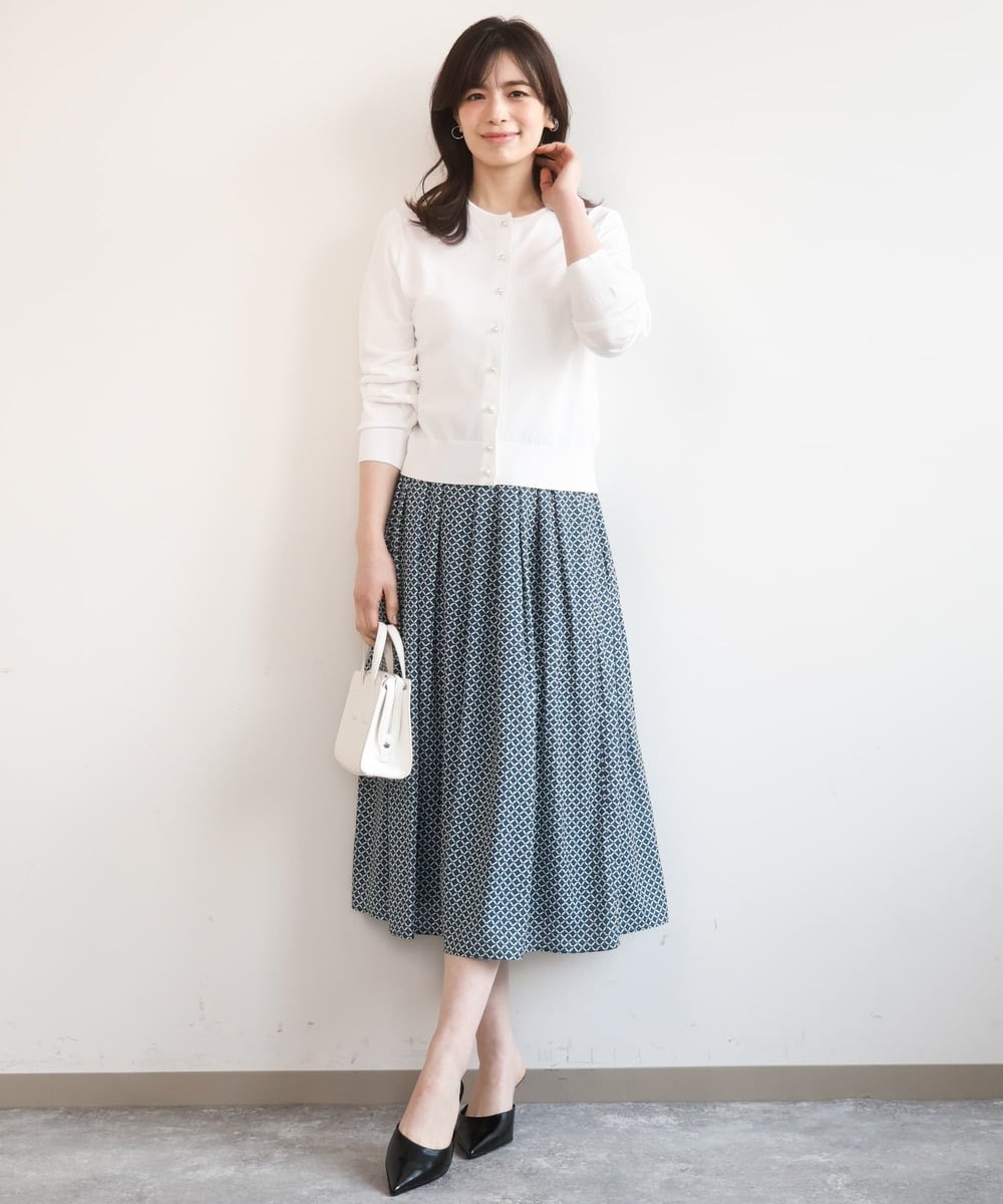 FISGD21060 OFUON le MK(オフオン　ル　エムケー) ハイゲージニットコンパクトカーディガン/UVカット/接触冷感/洗える/WEB限定サイズあり ブルー