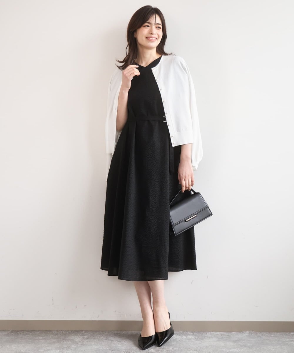 FISGD21060 OFUON le MK(オフオン　ル　エムケー) ハイゲージニットコンパクトカーディガン/UVカット/接触冷感/洗える/WEB限定サイズあり ブルー