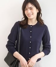 FISGD21060 OFUON le MK(オフオン　ル　エムケー) ハイゲージニットコンパクトカーディガン/UVカット/接触冷感/洗える/WEB限定サイズあり ネイビー