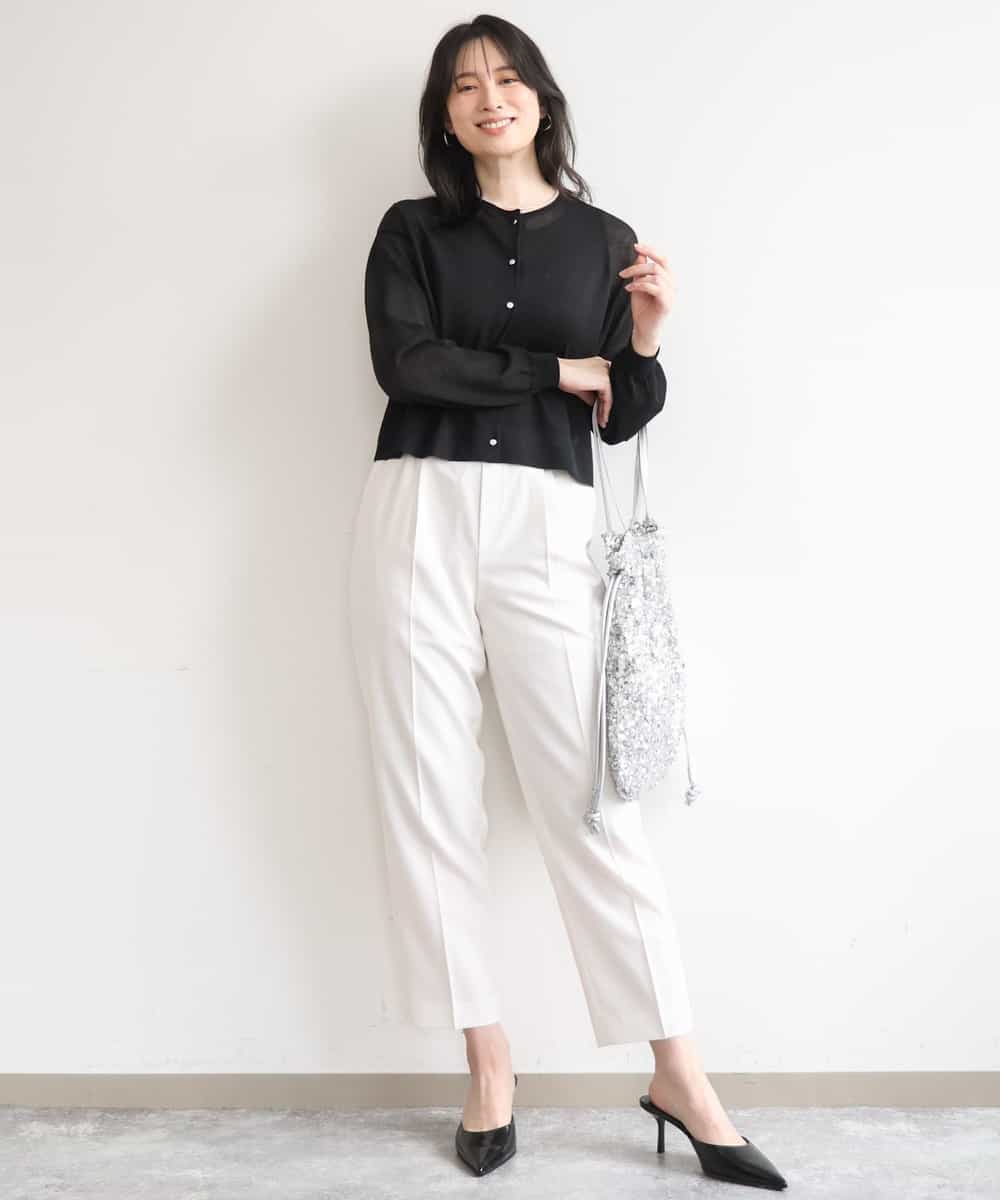 FISGD22070 OFUON le MK(オフオン　ル　エムケー) シアーニットカーディガン/洗える/WEB限定サイズあり ライトブルー