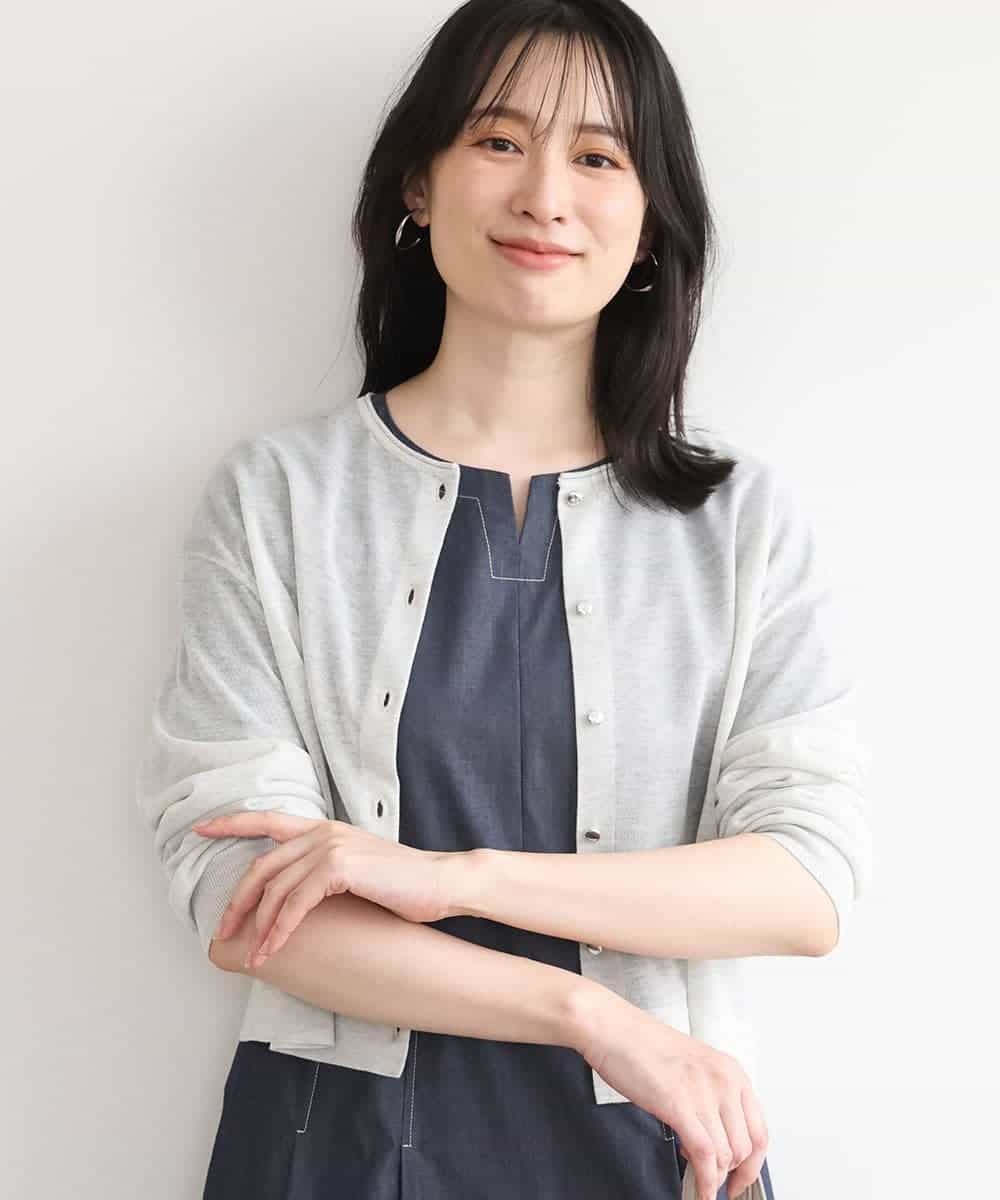 FISGD22070 OFUON le MK(オフオン　ル　エムケー) シアーニットカーディガン/洗える/WEB限定サイズあり ライトブルー