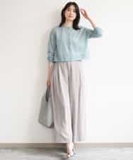 FISGD22070 OFUON le MK(オフオン　ル　エムケー) シアーニットカーディガン/洗える/WEB限定サイズあり ライトブルー